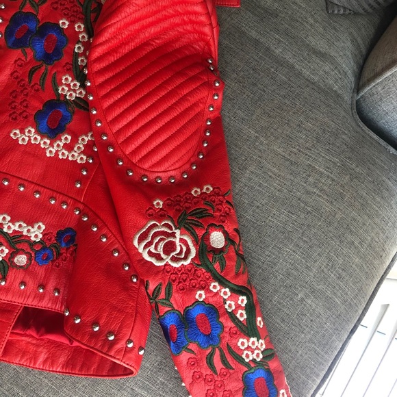 DENIMAXX COUTURE RED LEATHER JACKET - Picture 6 of 10